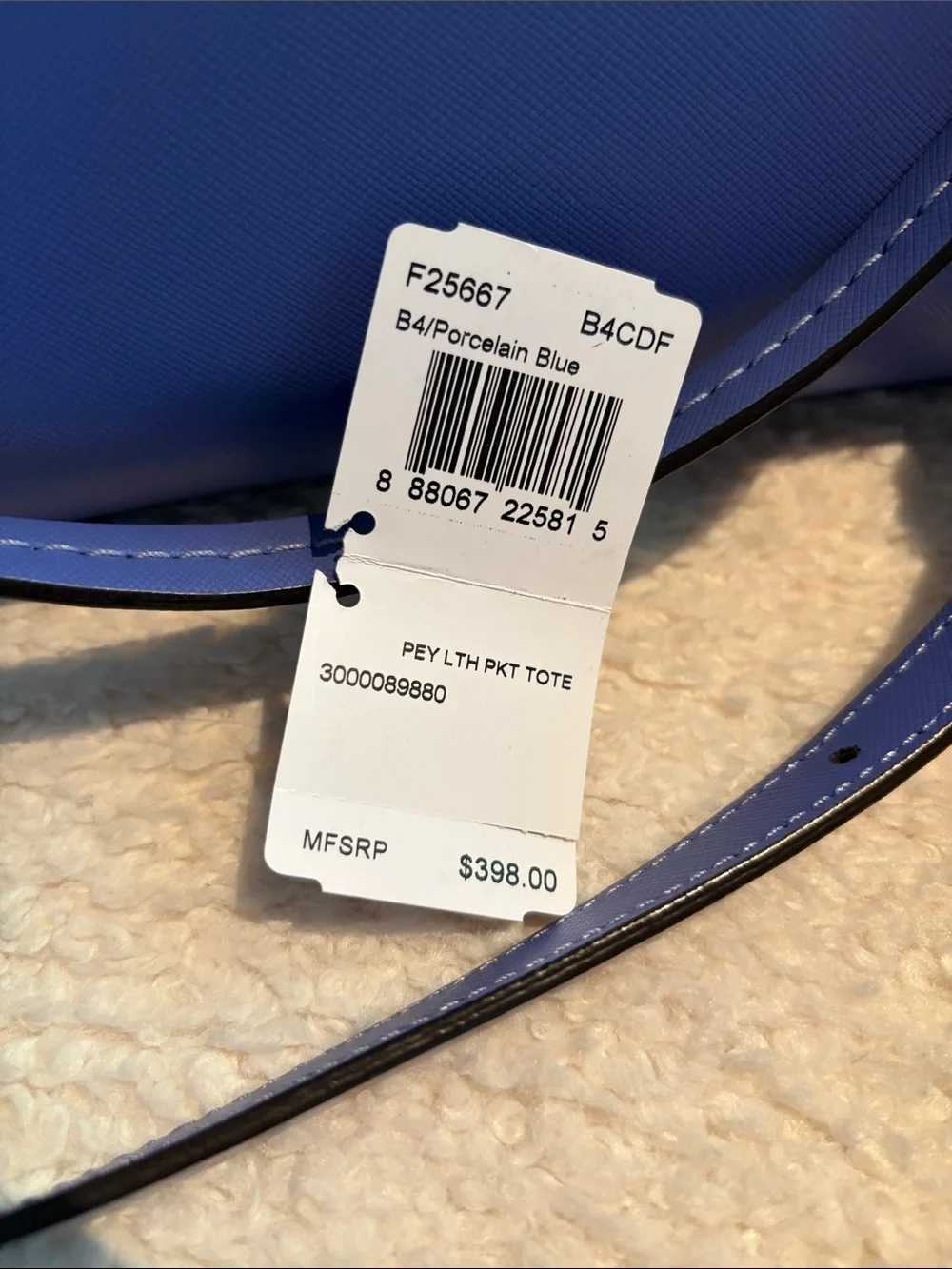 Coach Peyton Rare Periwinkle Leather Tote with Detachable Crossbody Strap